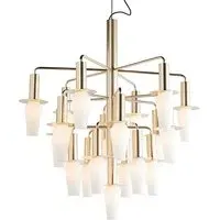 Standard Chandelier with Rippled Glass - Gold, Metal