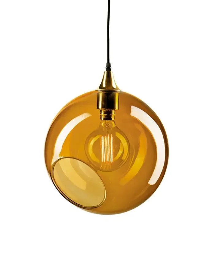 Standard Pendant Light - Amber, Hand Blown Glass