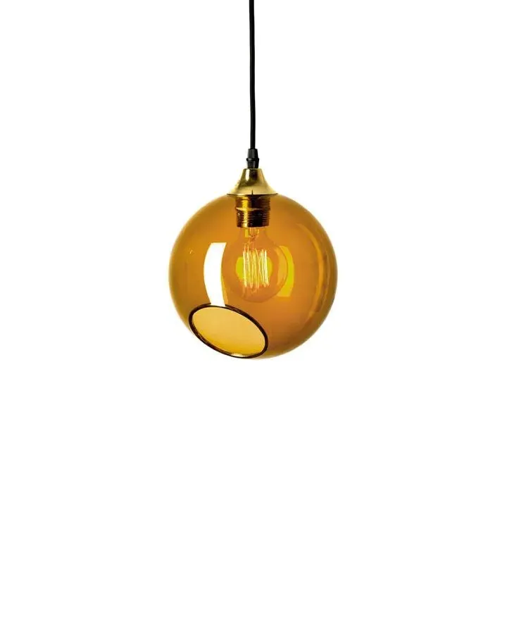 Standard Pendant Light - Amber, Hand Blown Glass image