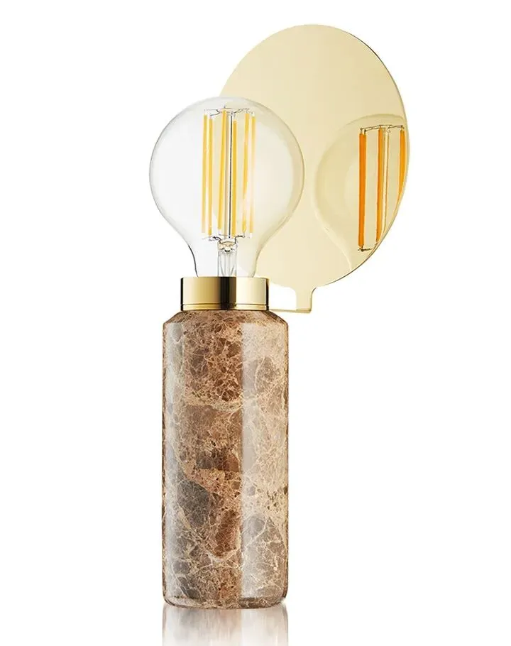 Table Lamp with Brass Shade - Black, Marble