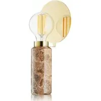 Table Lamp with Brass Shade - Brown, Marble