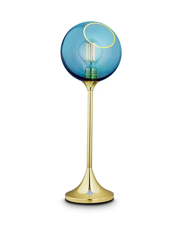 Table Lamp with Gold Edge - Blue, Glass
