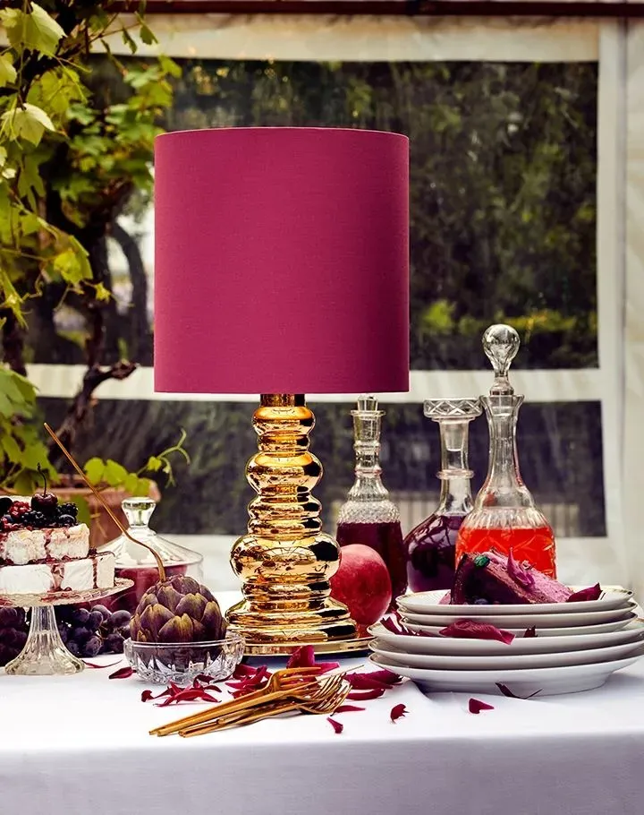 Table Lamp with Hand Blown Base - Rose, Glass