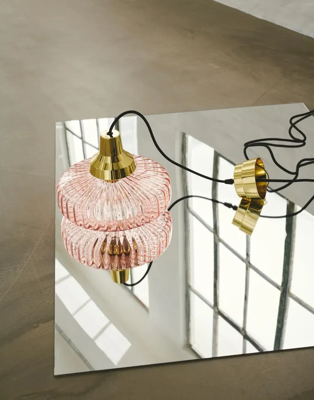 Wave Optic Pendant Light - Rose, Hand Blown Glass
