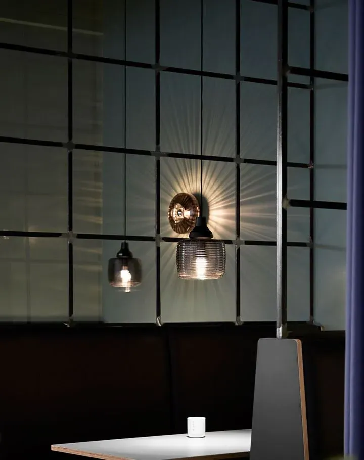 Wave Stripe Pendant Light - Smoke, Glass