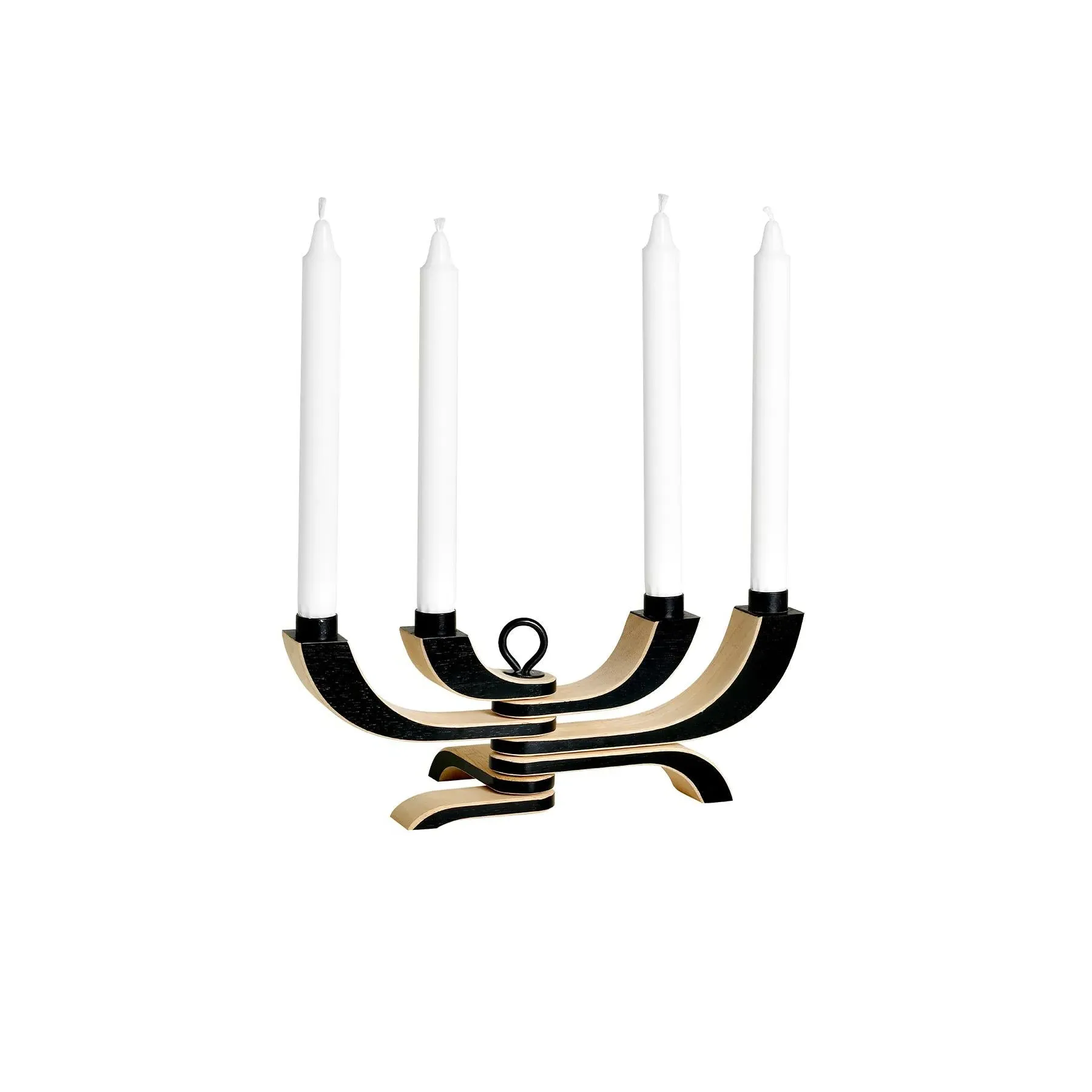 4-Arm Candlestick Holder - White, Wood