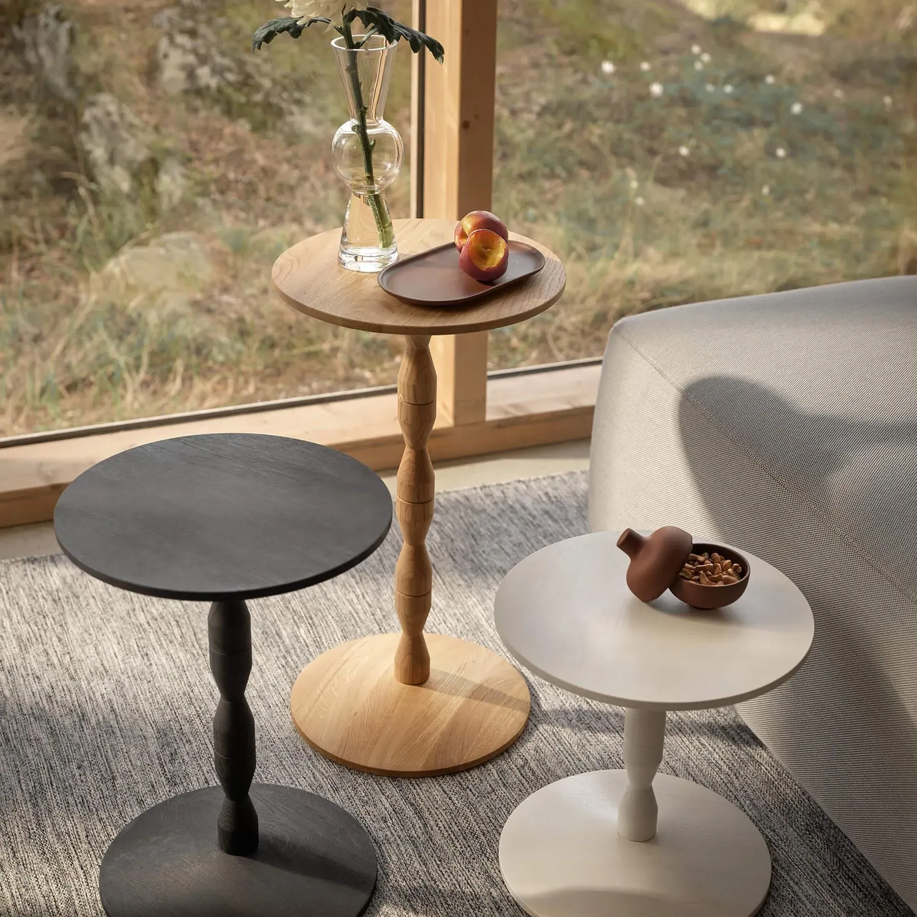 Adjustable Pedestal Table - White, Oak