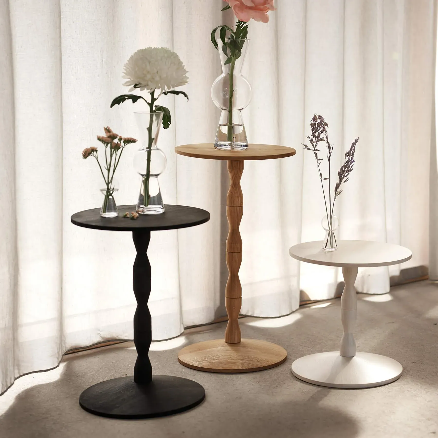 Adjustable Pedestal Table - White, Oak