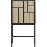 Air Cabinet with Cane Inlays - Black
