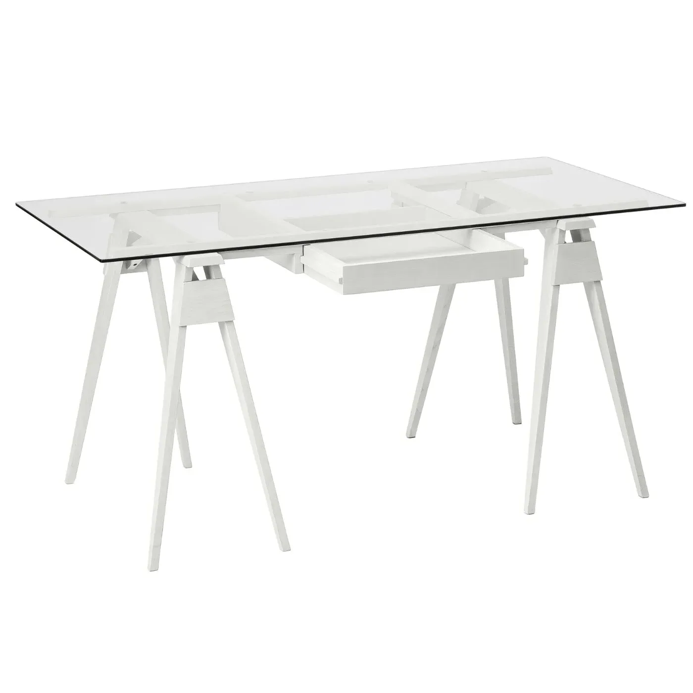 Arco Desk with Glass Top - White, Wood image