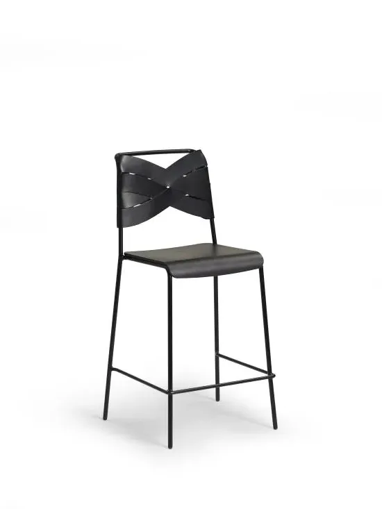 Breakfast Bar Stool with Leather Seat - Ash