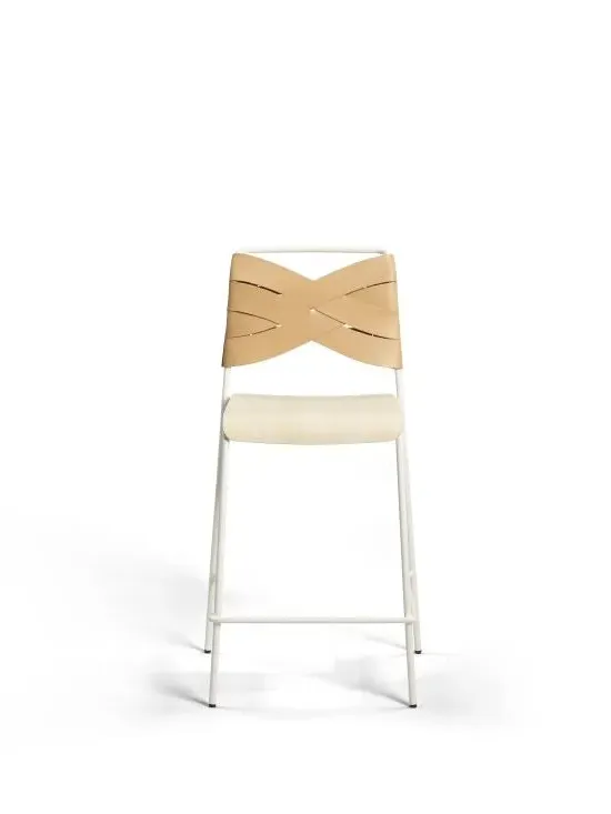 Breakfast Bar Stool with Leather Seat - Black