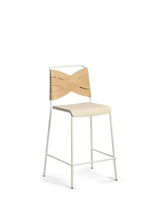 Breakfast Bar Stool with Leather Seat - Black