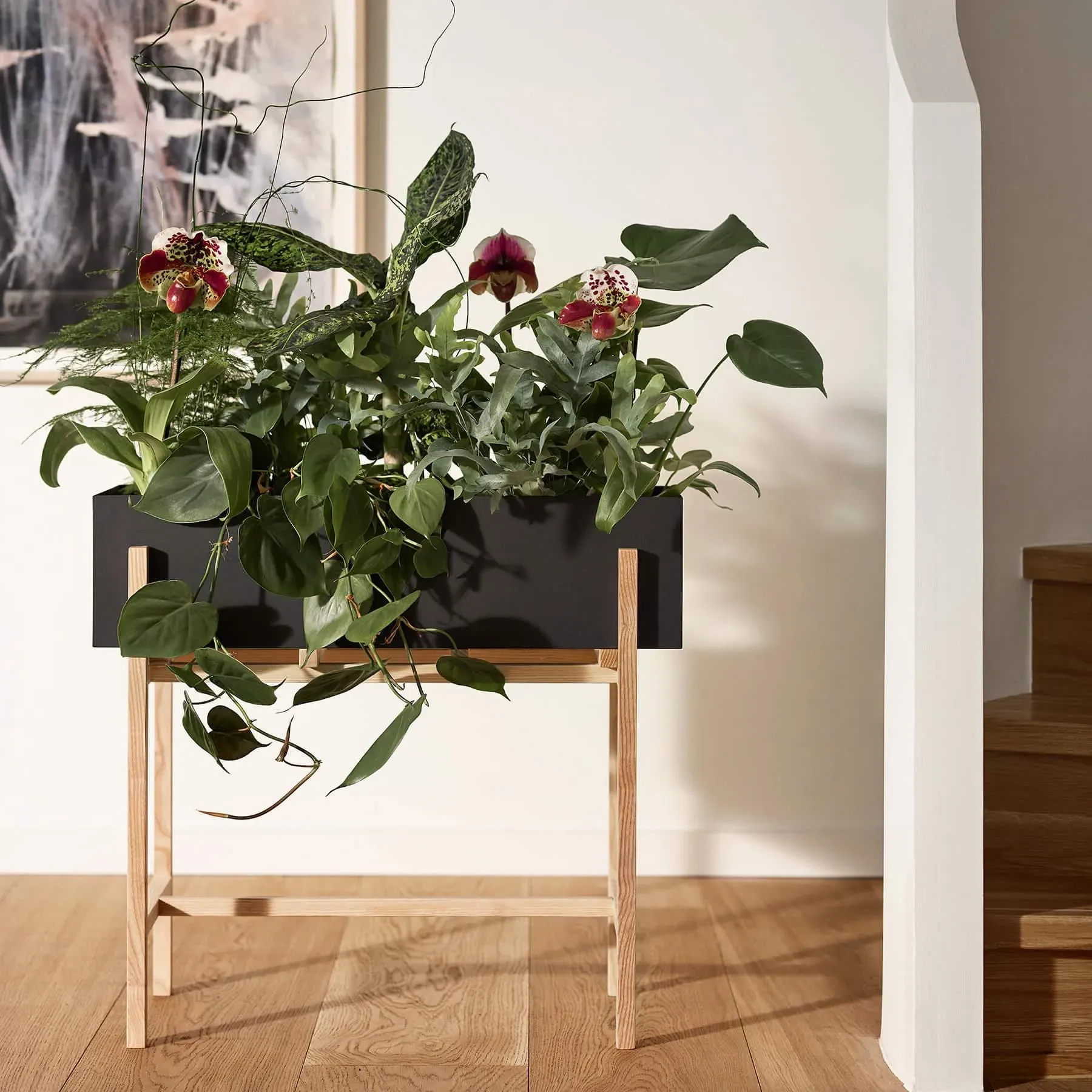 Flower Stand Planter - Wood, Metal