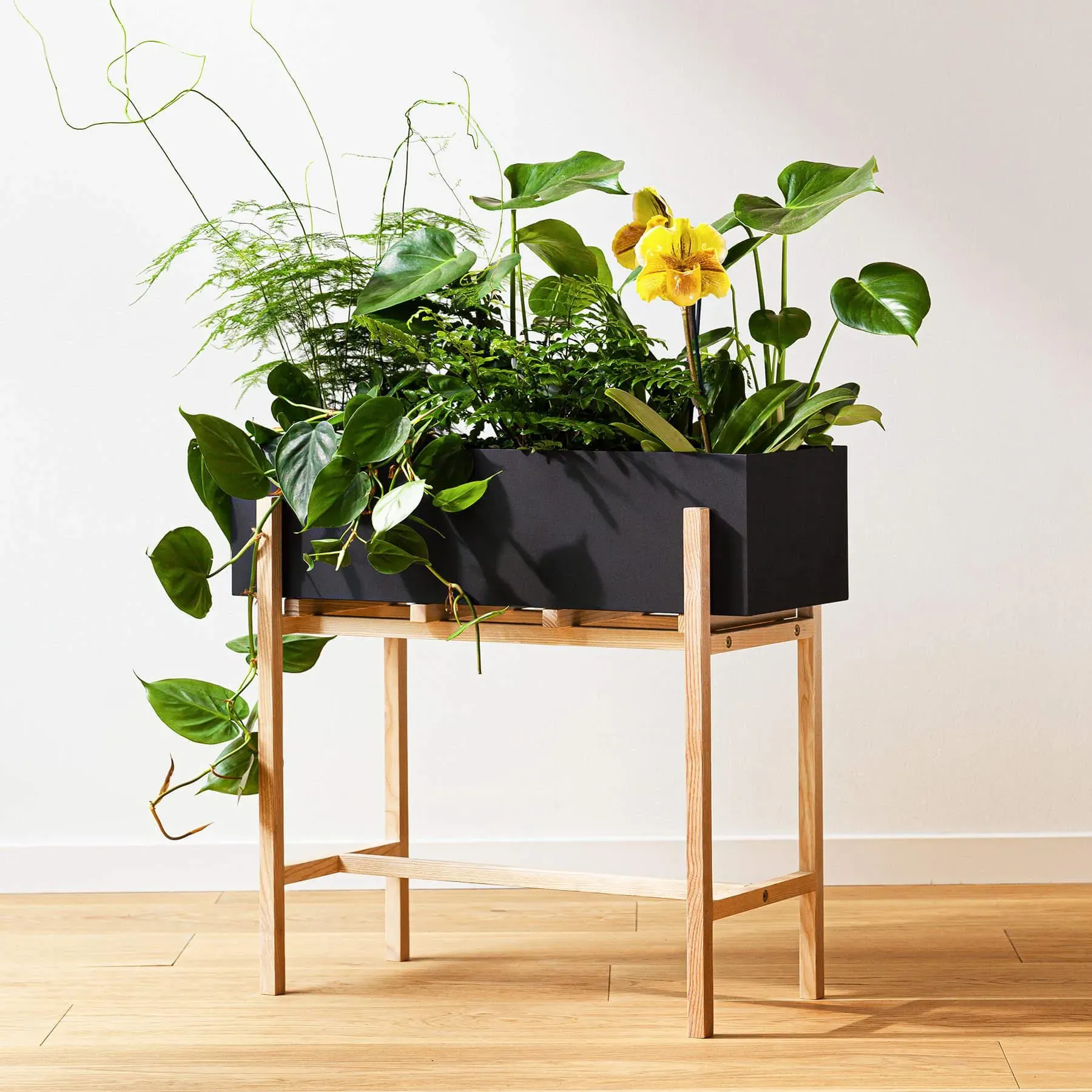 Flower Stand Planter - Wood, Metal
