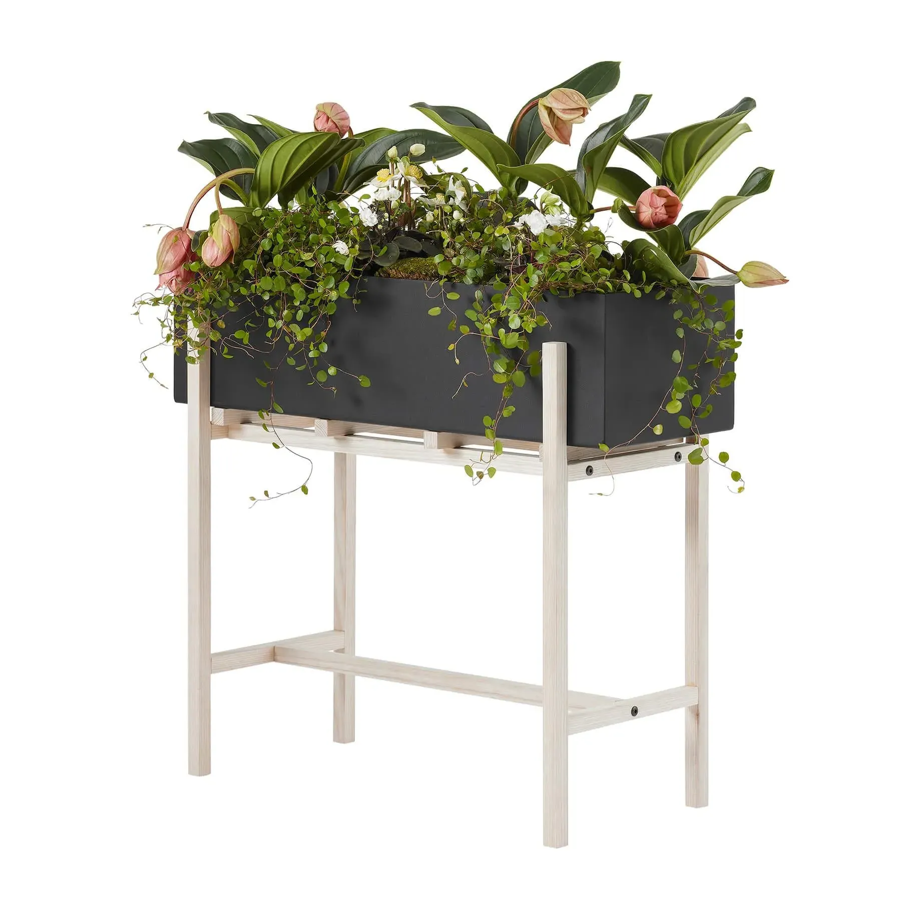 Flower Stand Planter - Wood, Metal