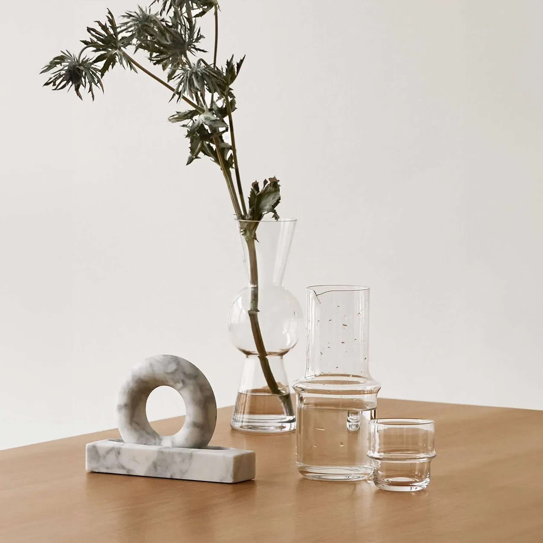 Glass Carafe with Wave Design - Clear Glass