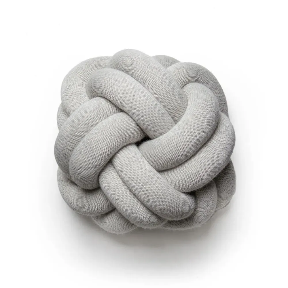 Knot Cushion - White Grey, Knitted