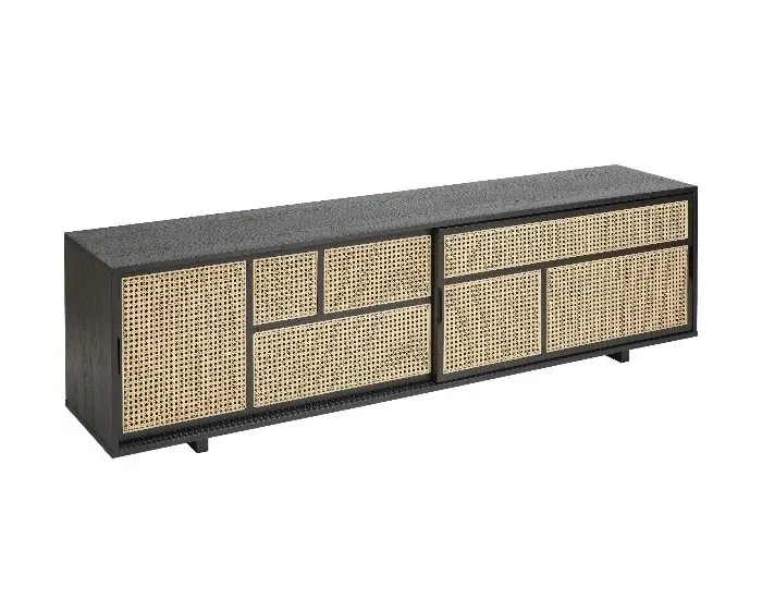 Low Sideboard with Cane Doors - Black