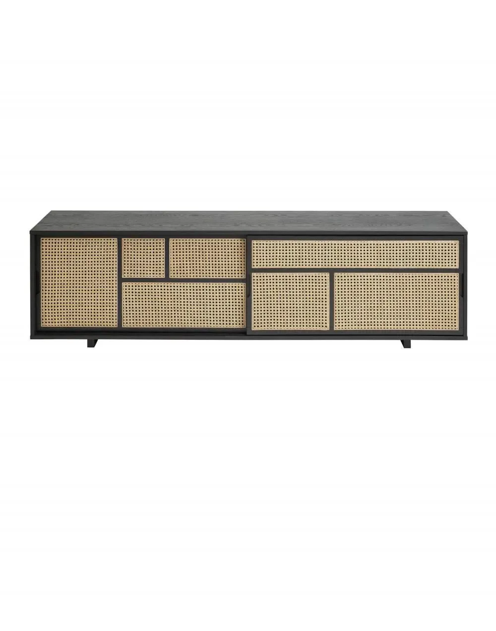 Low Sideboard with Cane Doors - Black