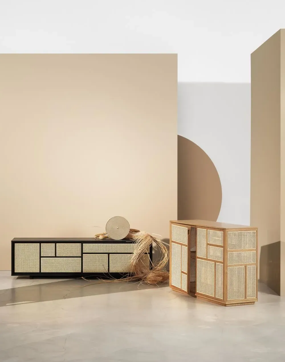 Low Sideboard with Cane Doors - Oak