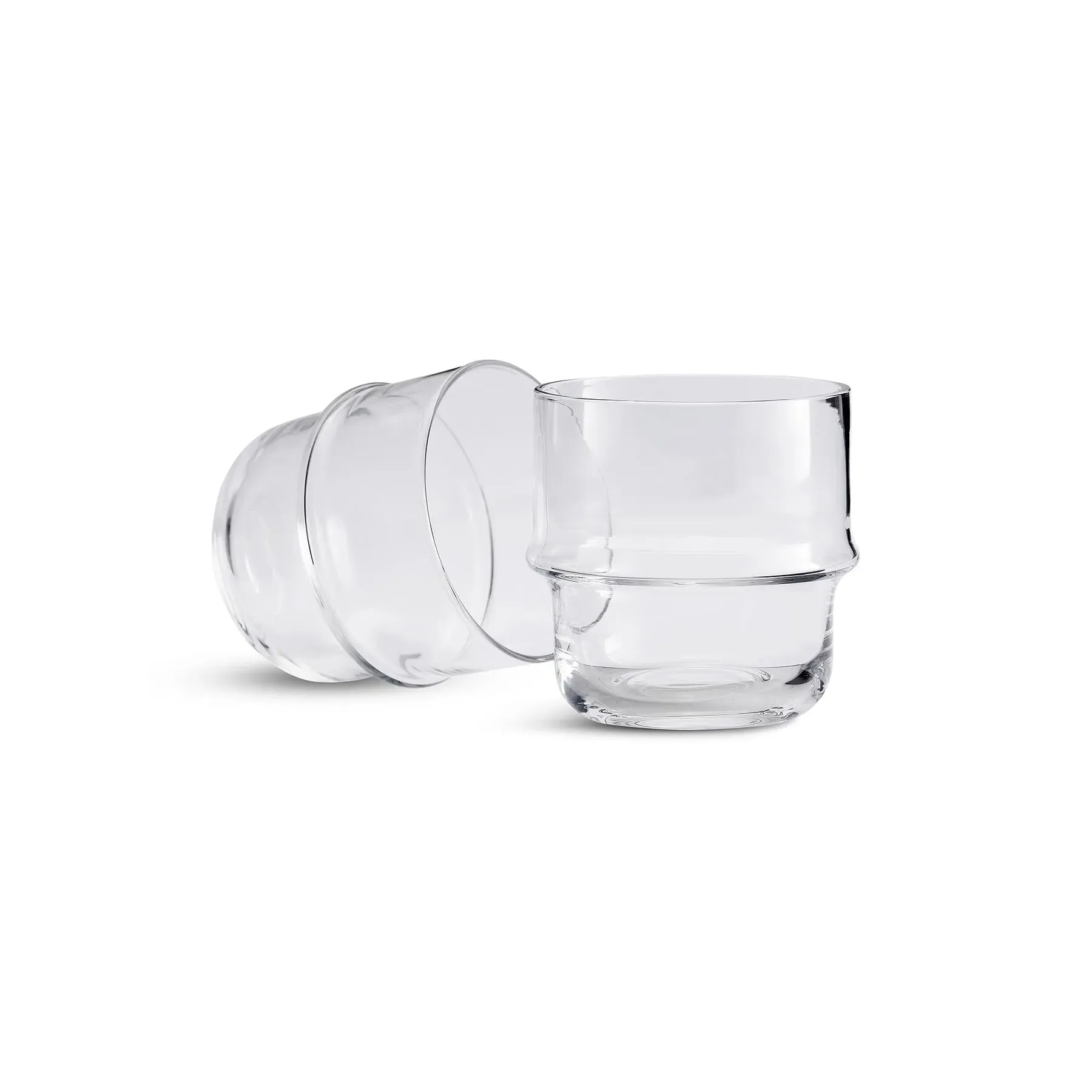 Set of 2 Drinking Glasses with Ripple - Clear Glass image