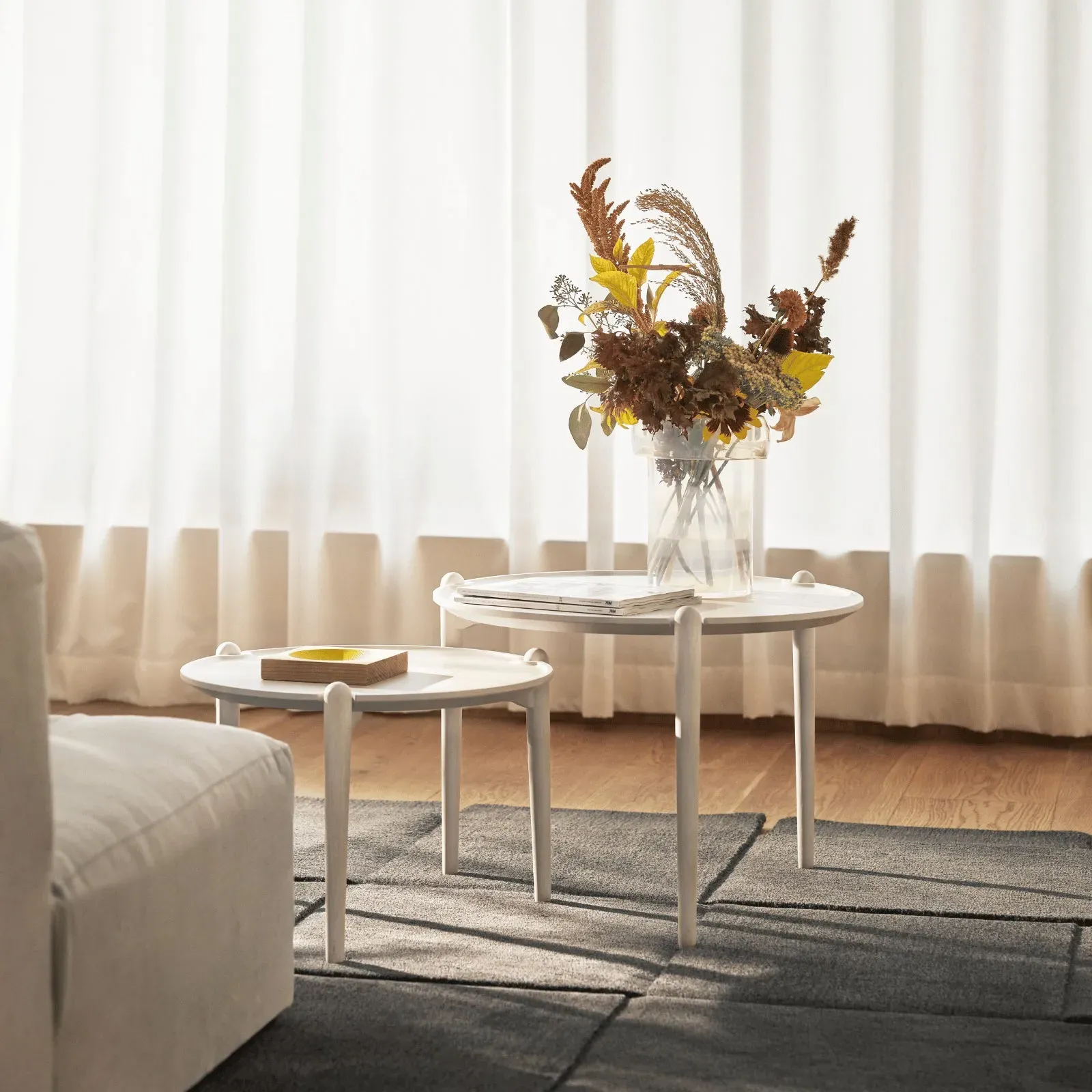 Small Round Side Table - Black, Oak