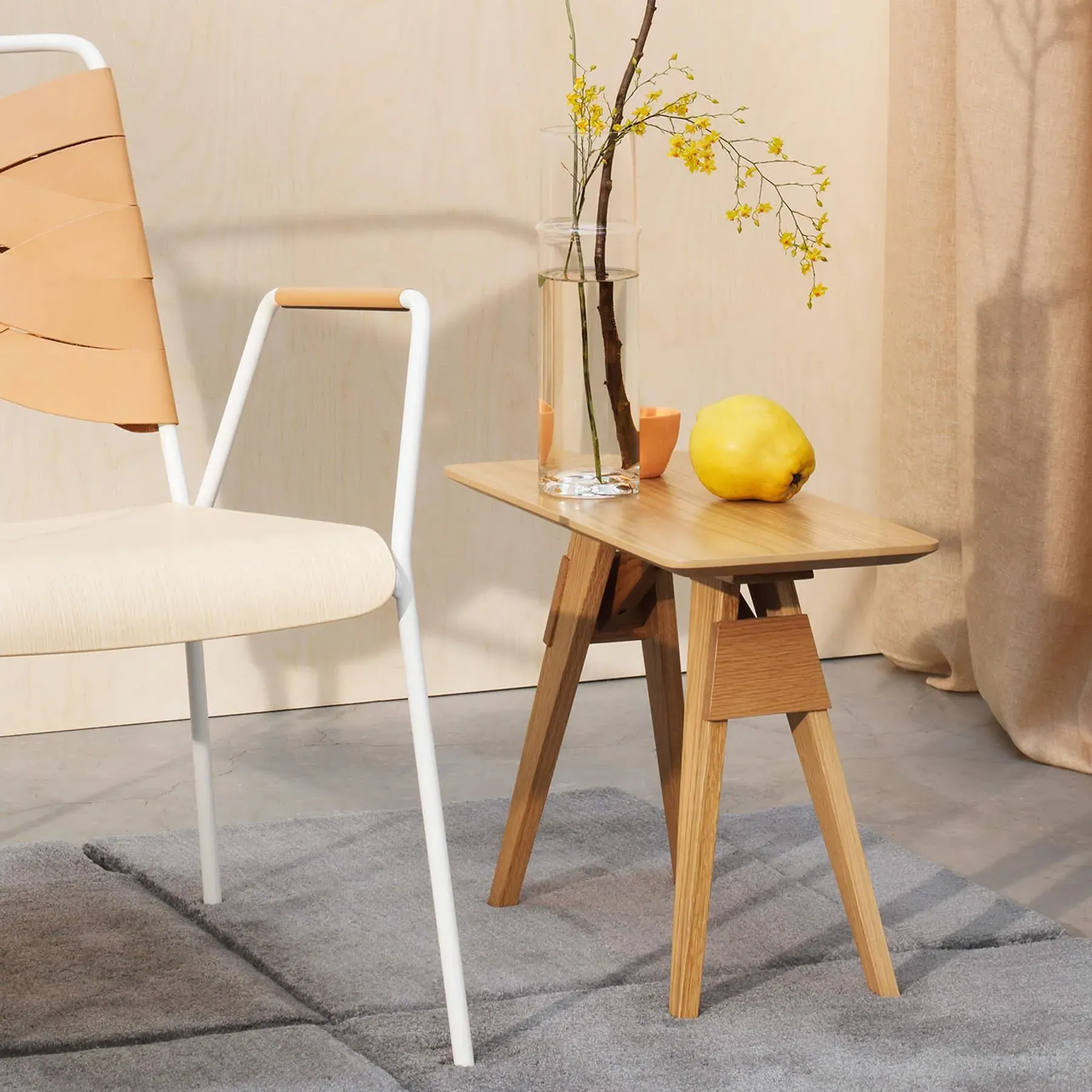 Small Side Table with Trestle Base - Black, Wood