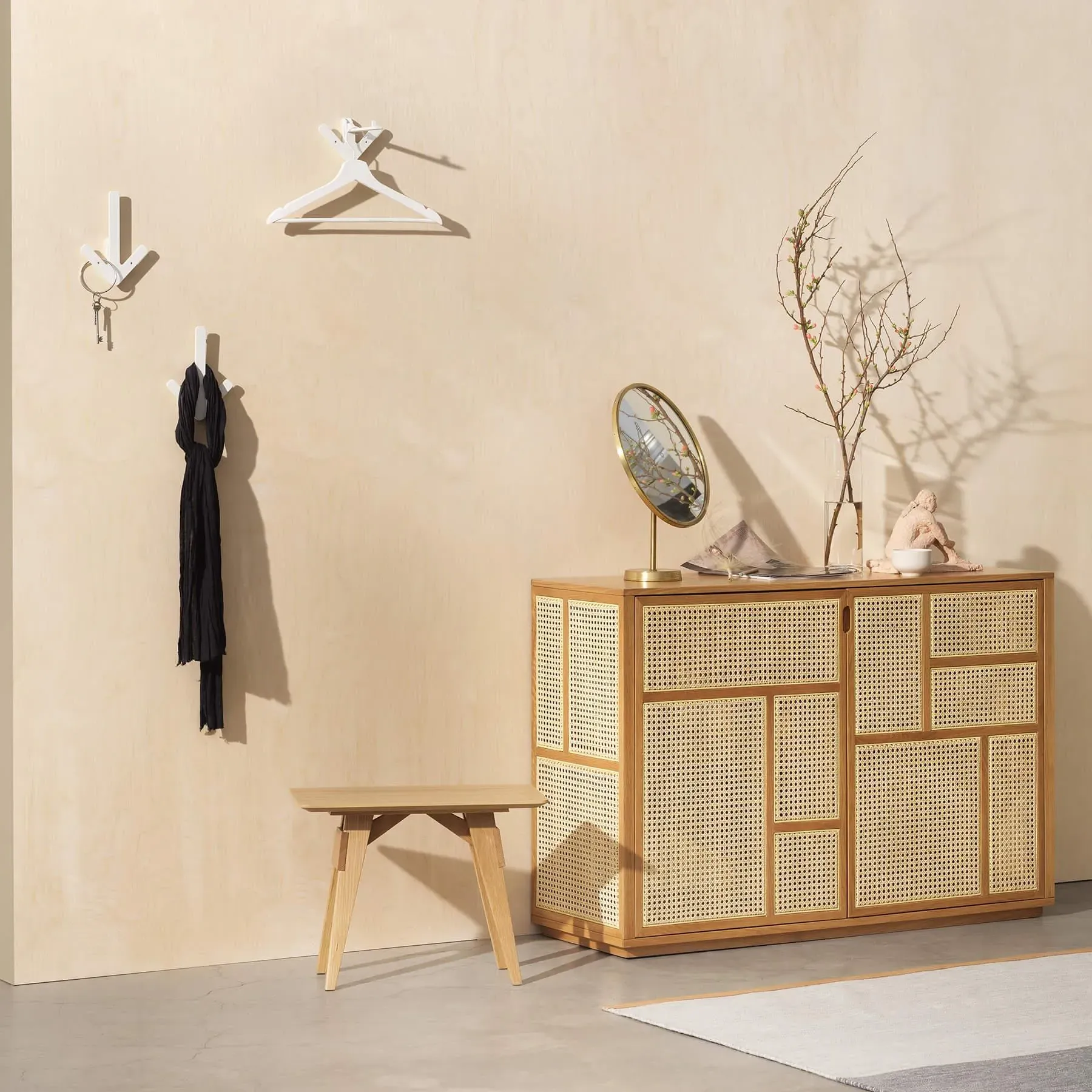 Small Side Table with Trestle Base - Oak, Wood