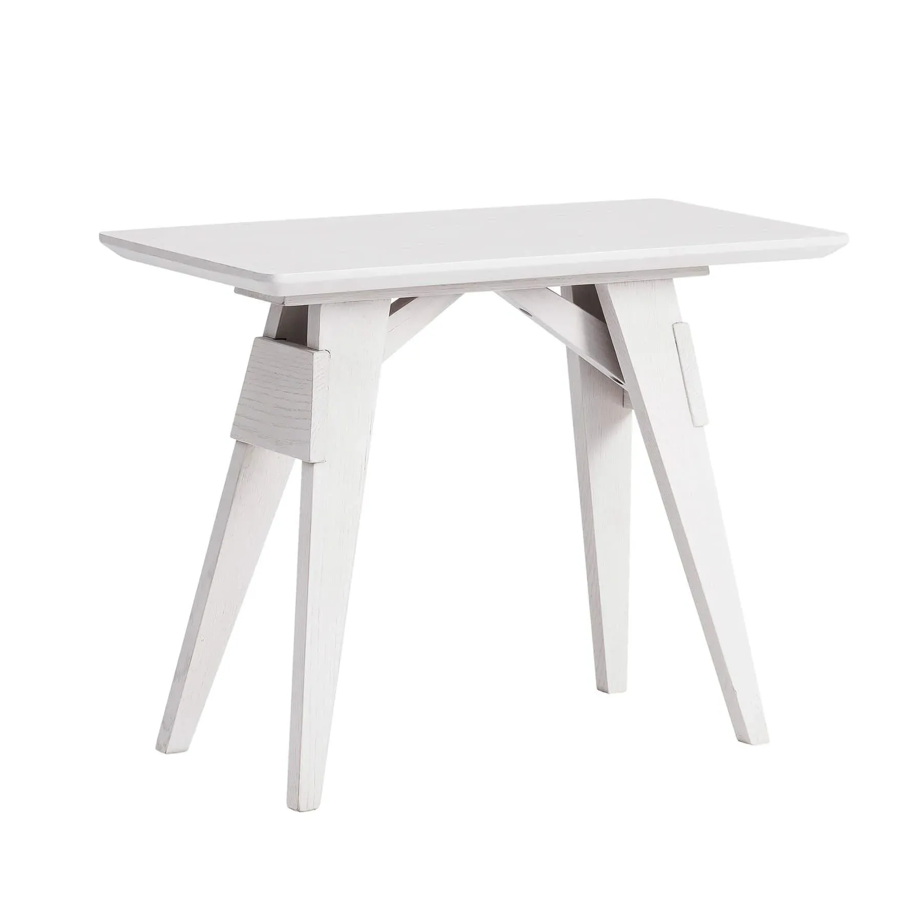 Small Side Table with Trestle Base - White, Wood