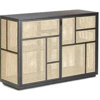 Tall Sideboard with Cane Doors - Black