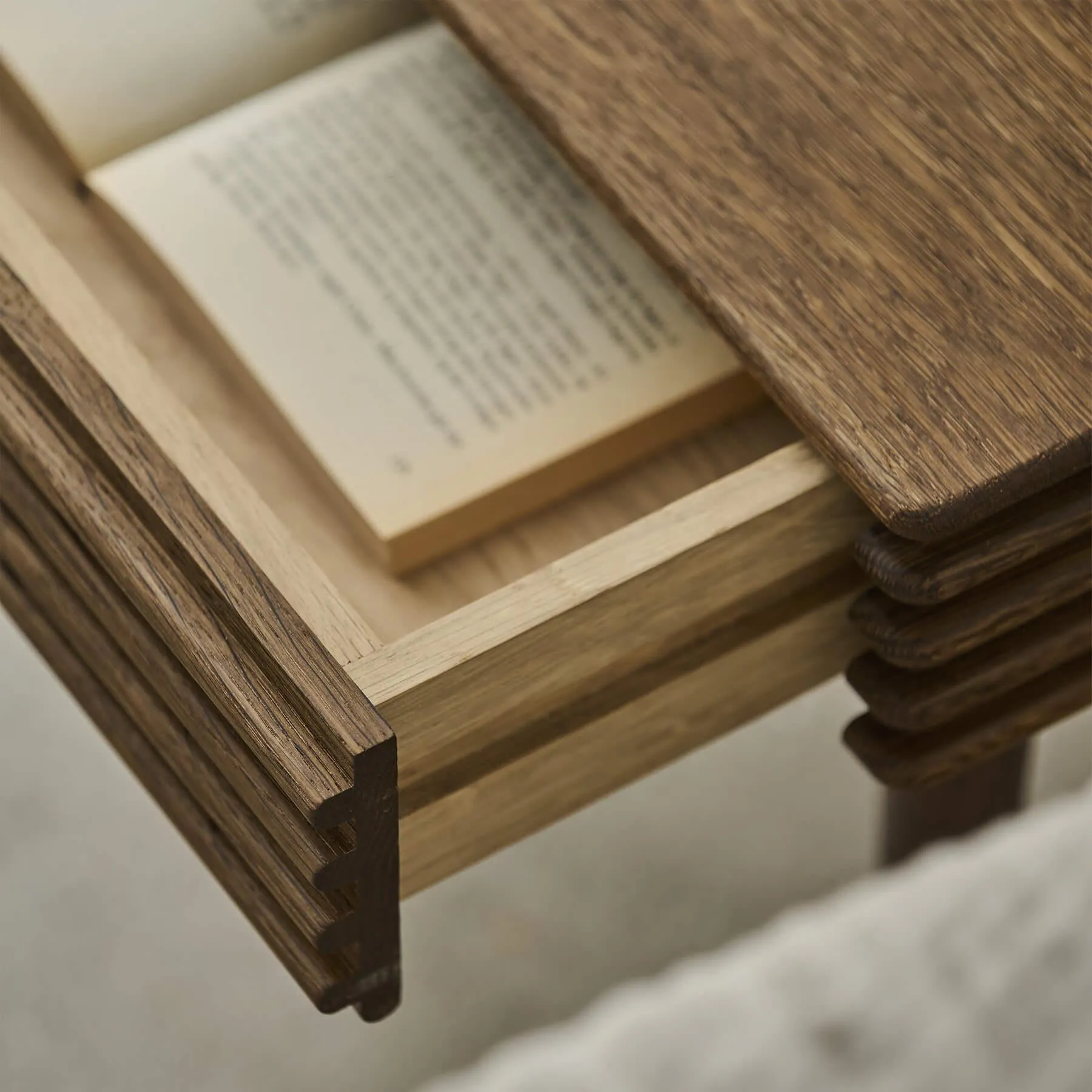 45cm Night Table with Drawer - Smoked Oak