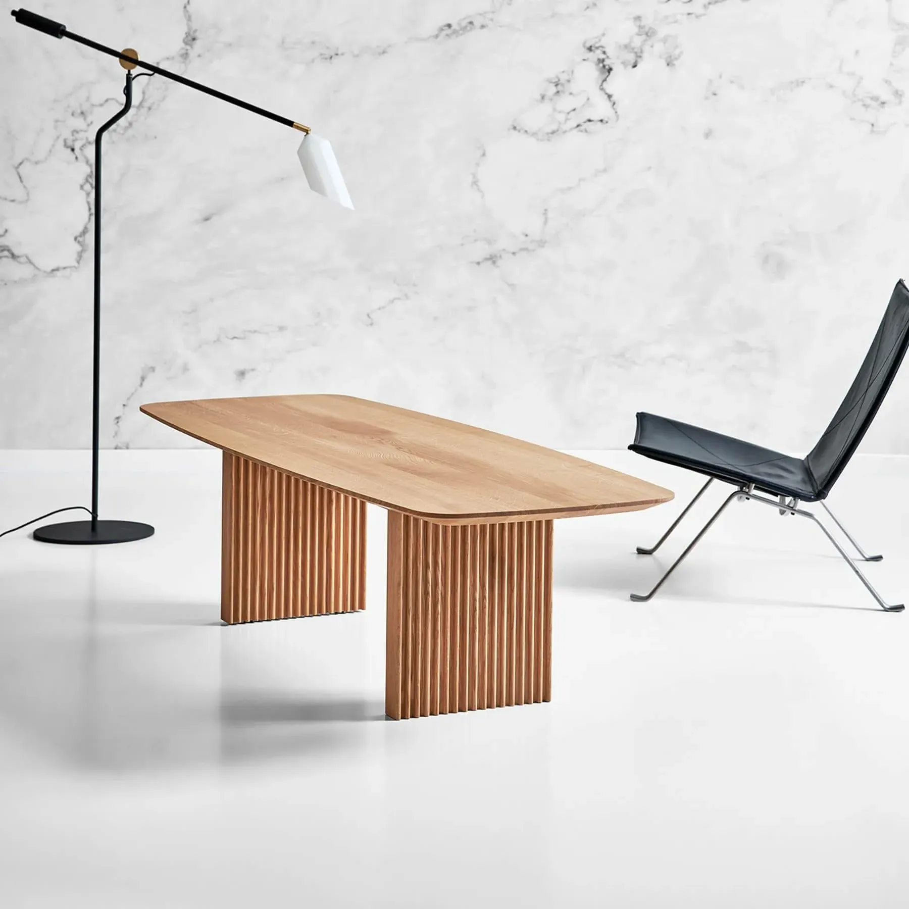 Coffee Table with Grooved Legs - Wild Oak