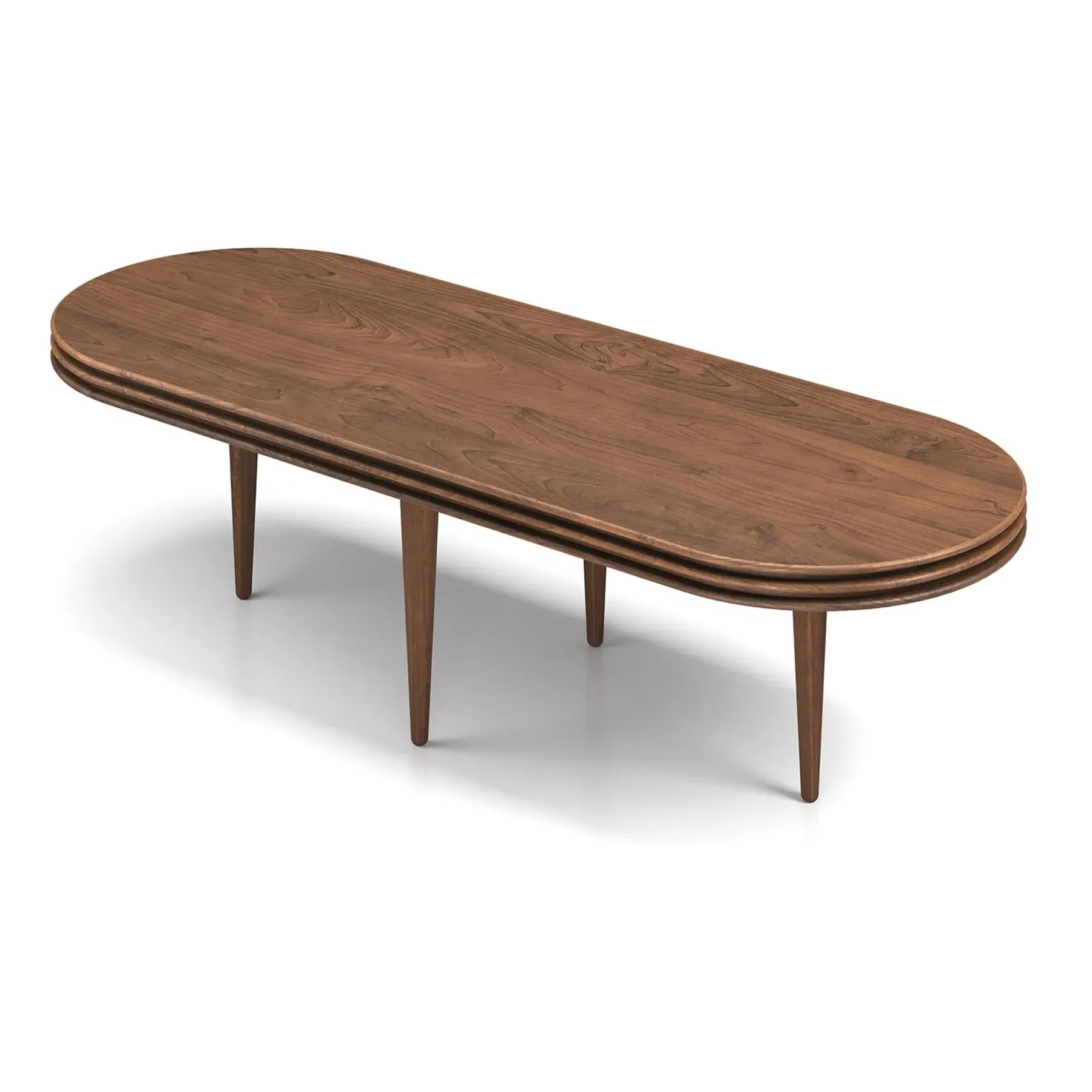 Oval Coffee Table with Grooves - Oak, Solid Wood