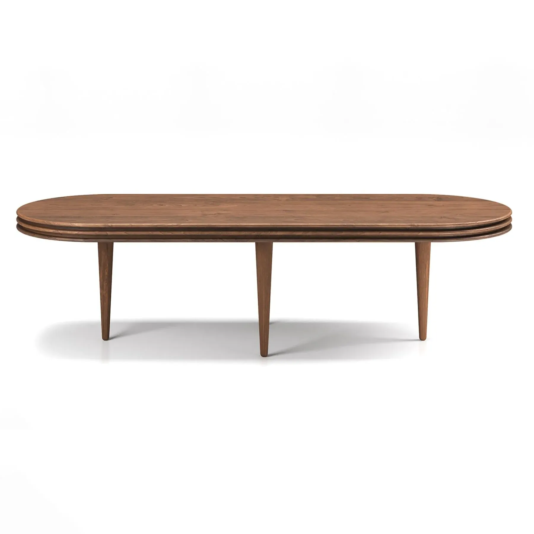 Oval Coffee Table with Grooves - White Oak