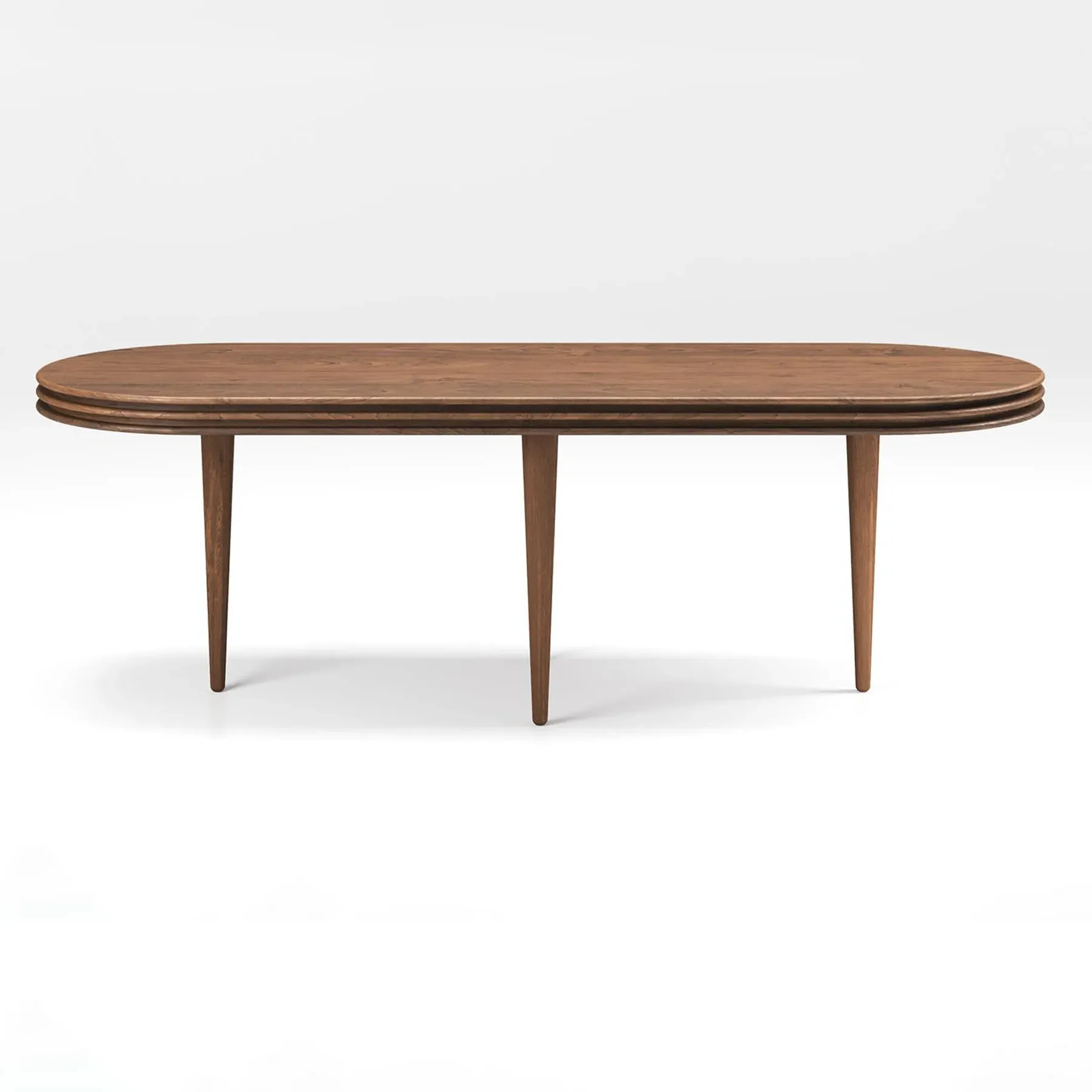 Oval Coffee Table with Grooves - White, Oak