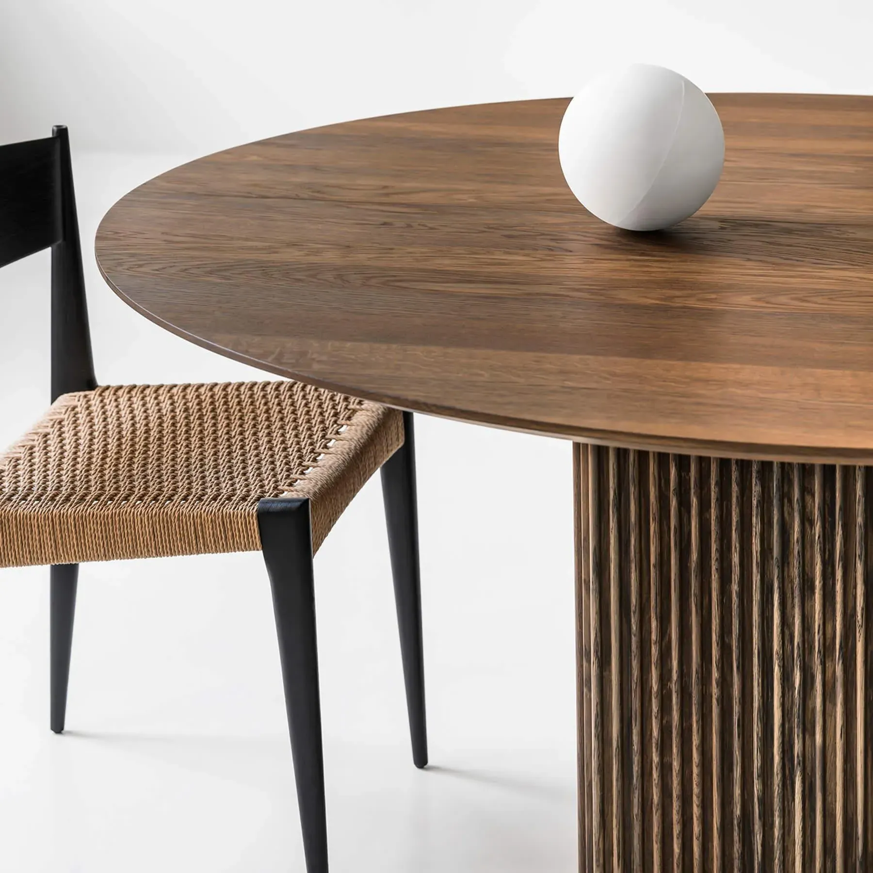 Round Dining Table - Smoked Oak, Solid Wood