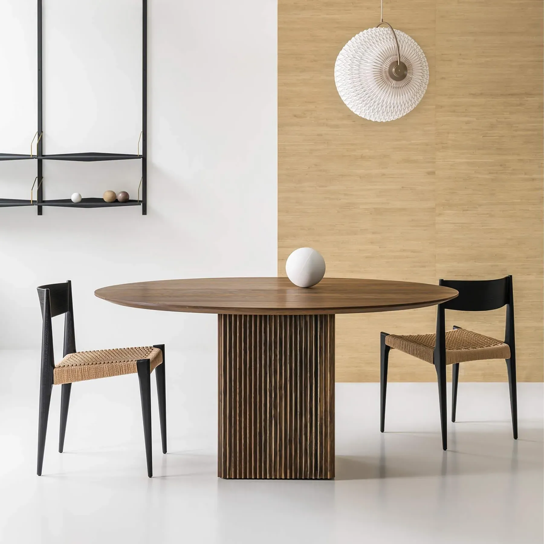 Round Dining Table - Smoked Oak, Solid Wood