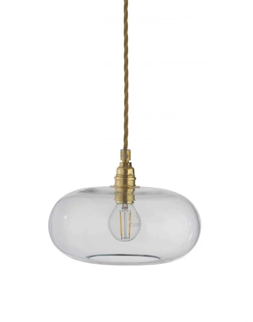 21cm Pendant Light with Fabric Wire - Clear, Glass