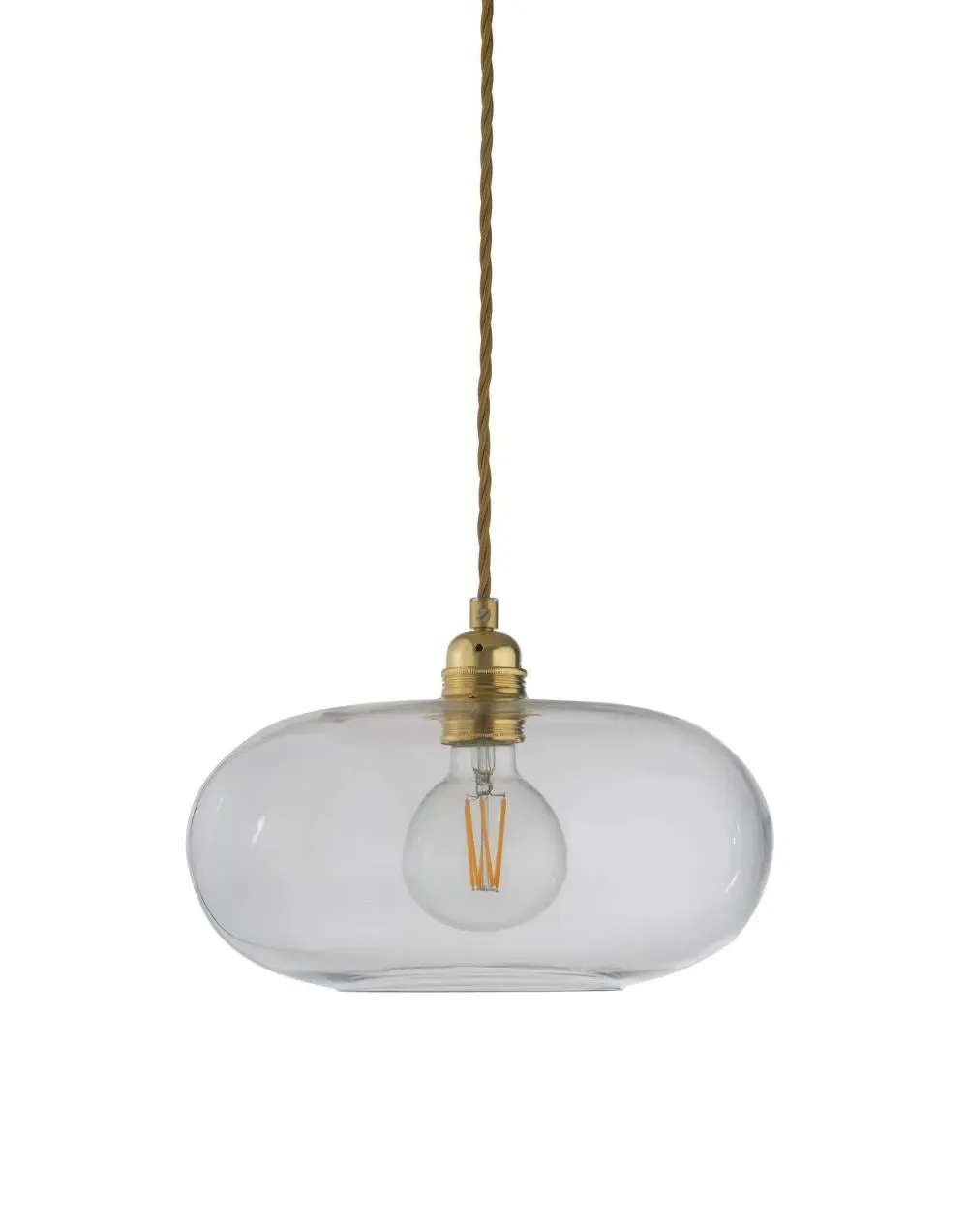 29cm Pendant Light with Fabric Wire - Clear, Glass