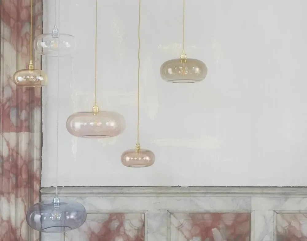 36cm Pendant Light with Fabric Wire - Clear, Glass