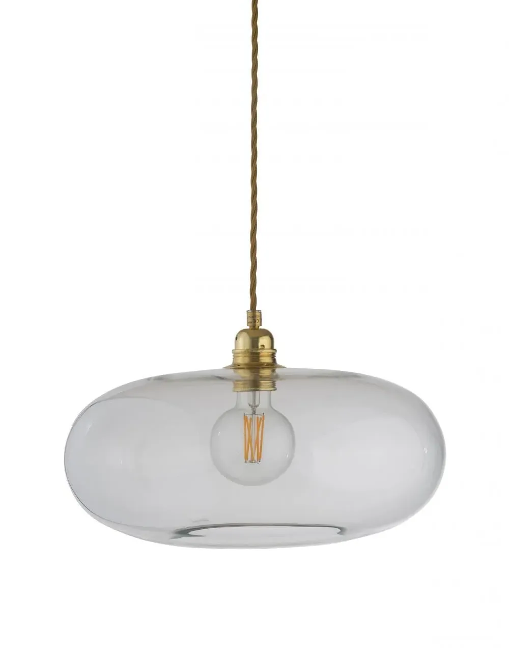 36cm Pendant Light with Fabric Wire - Clear, Glass