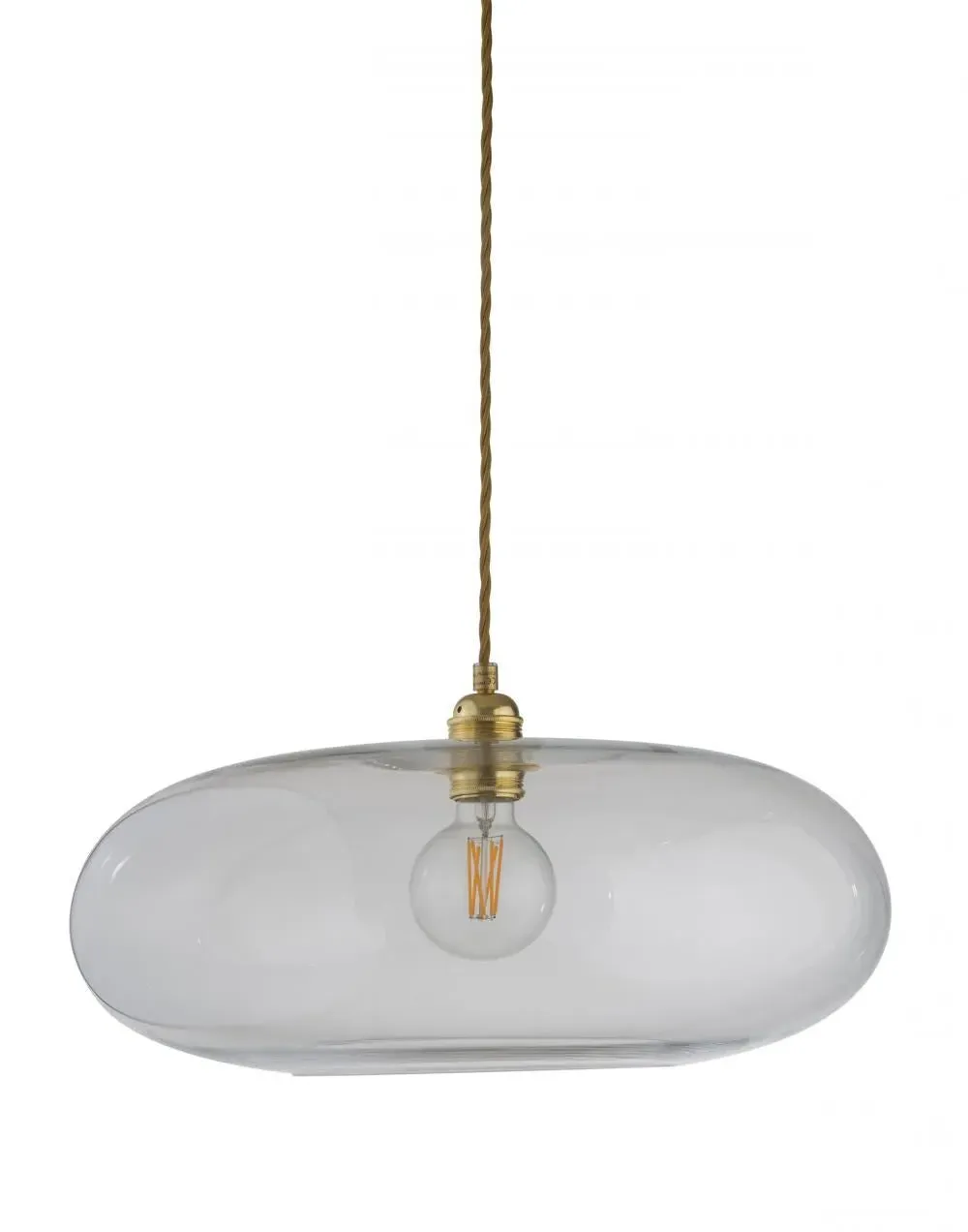 45cm Pendant Light with Fabric Wire - Clear, Glass