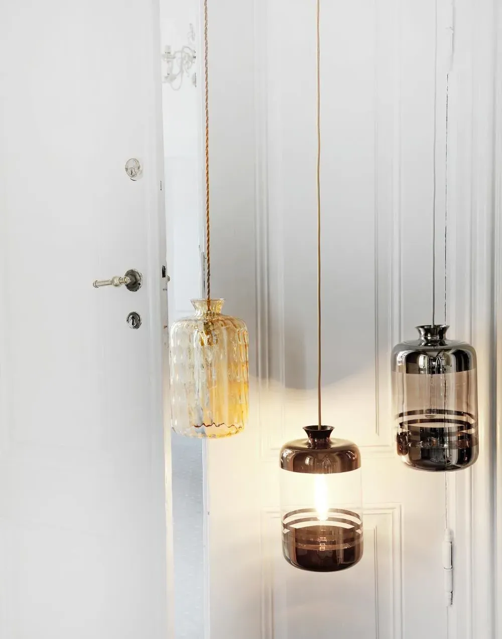 Cylindrical Pendant Light Striped - Gold, Glass