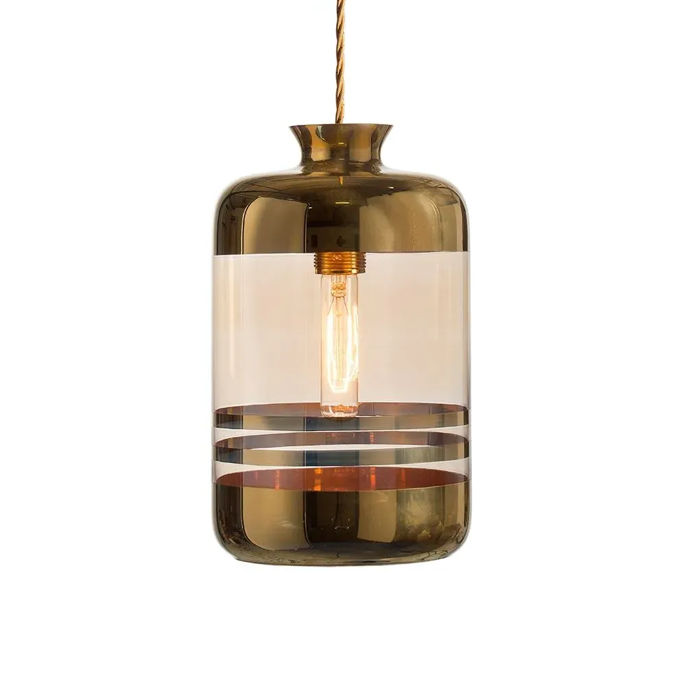 Cylindrical Pendant Light Striped - Gold, Glass image