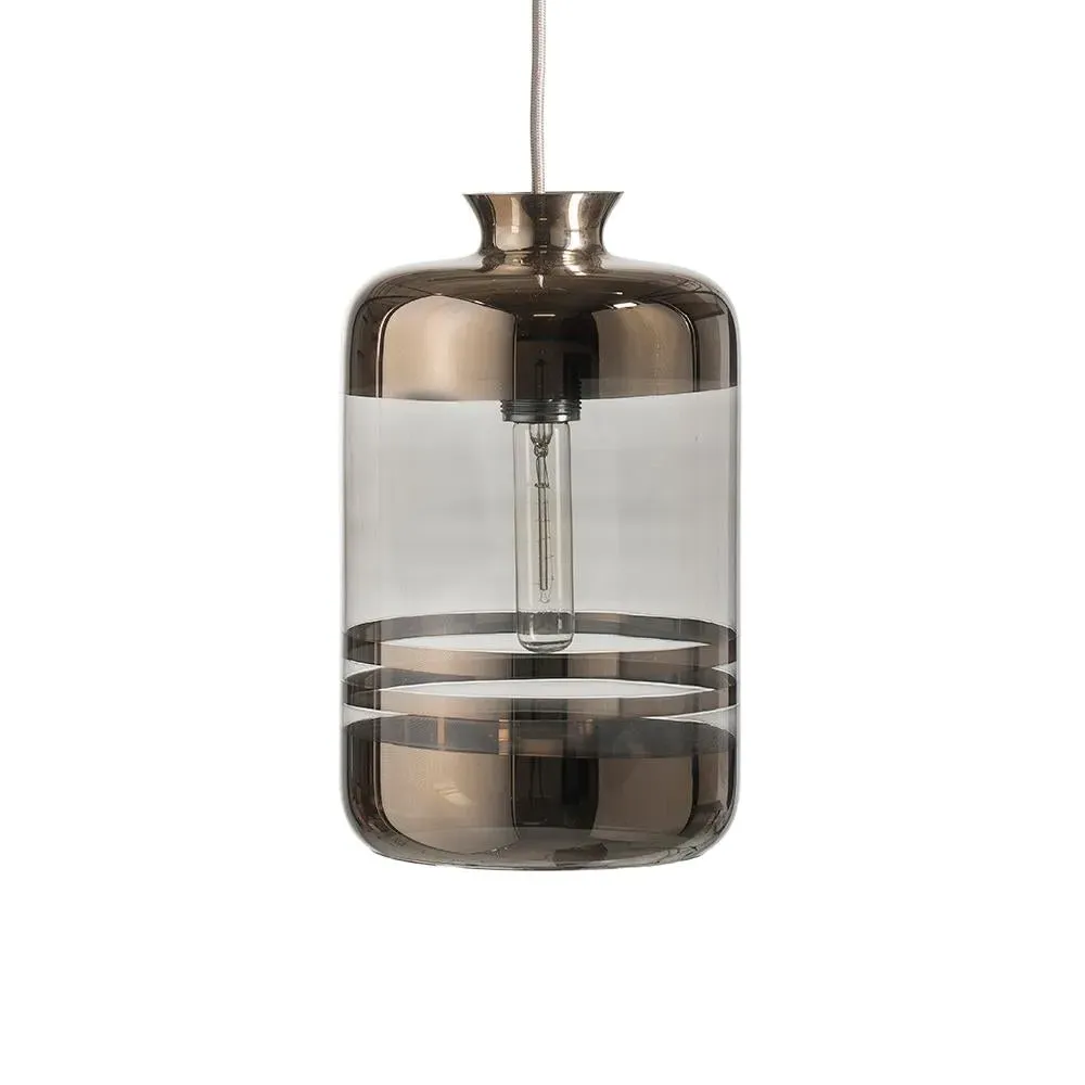 Cylindrical Pendant Light Striped - Silver, Glass