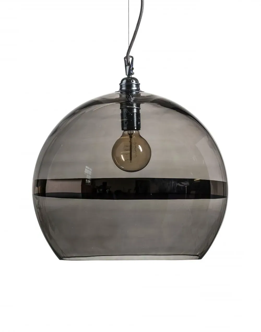 Extra Large Pendant Light with Stripes - Grey, Glass