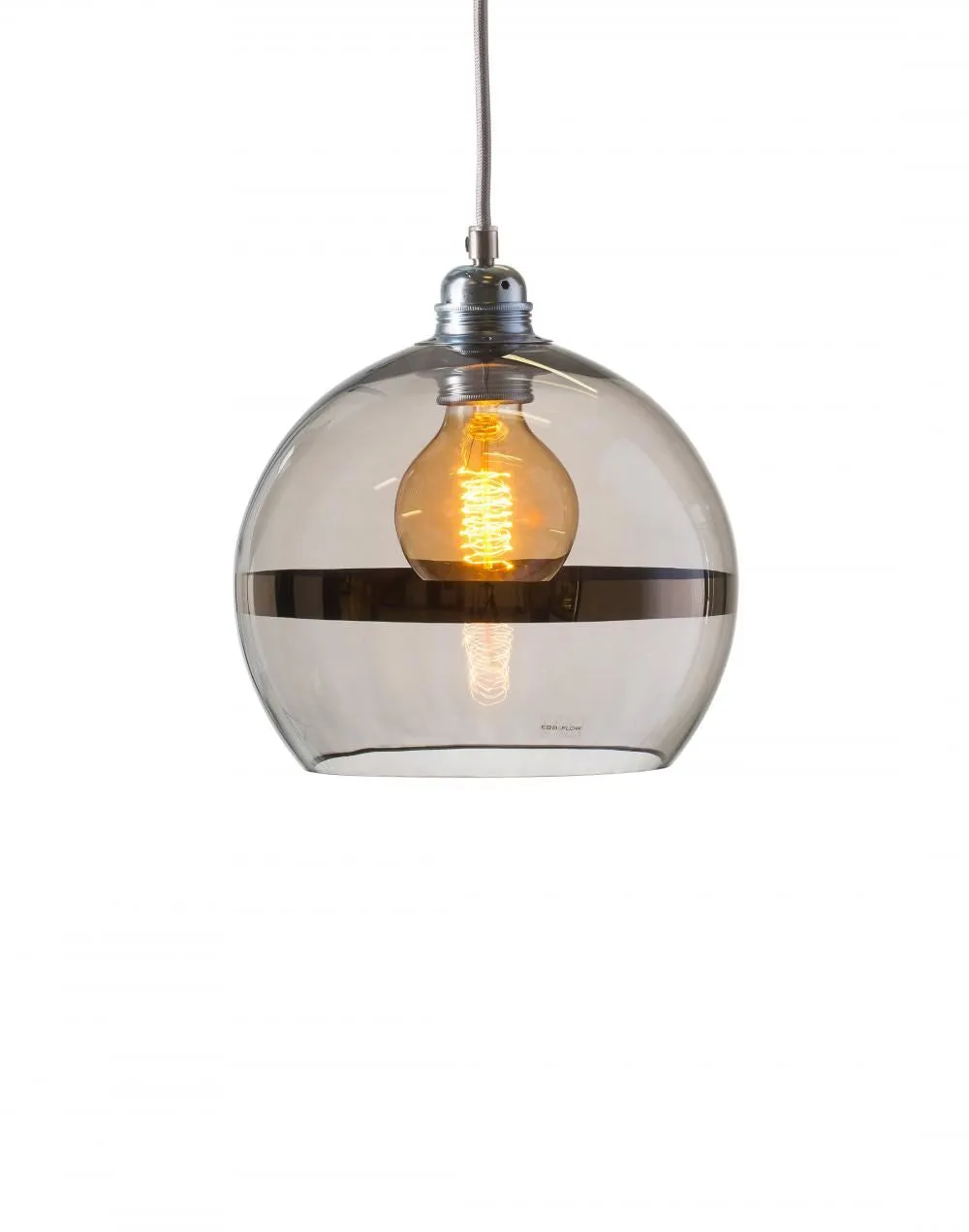Large Pendant Light with Stripes - Copper, Glass