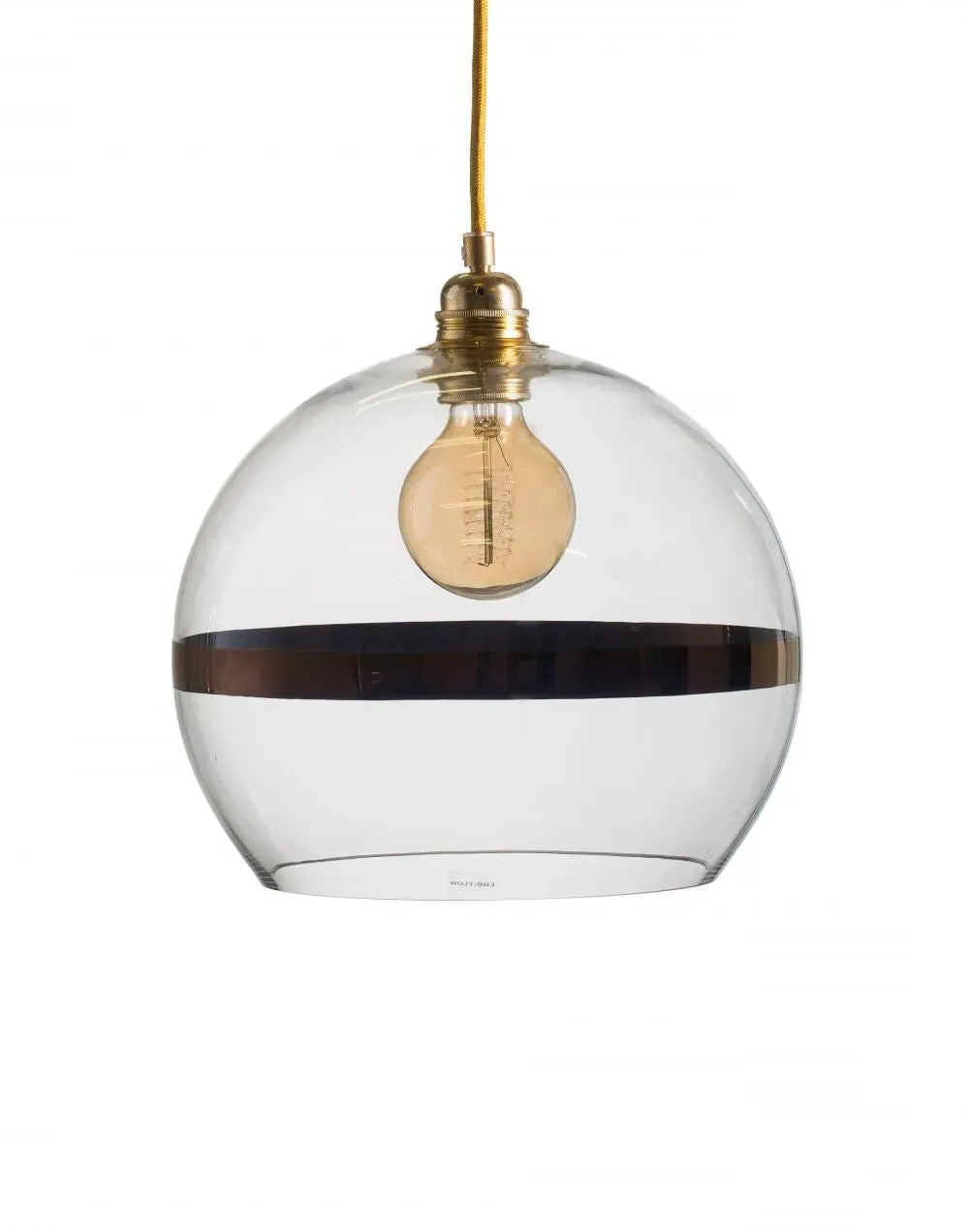 Large Pendant Light with Stripes - Copper, Glass