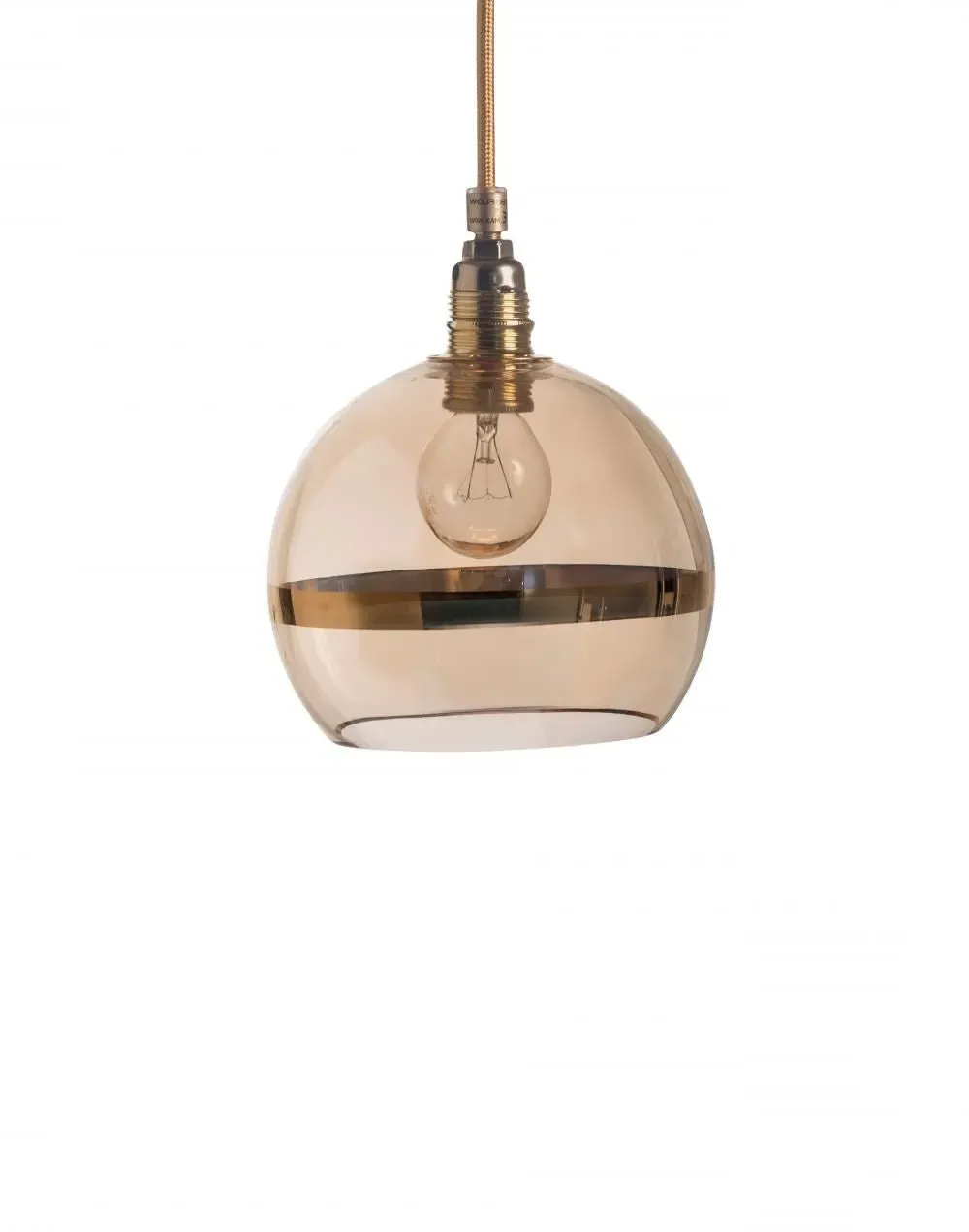Medium Pendant Light with Stripes - Copper, Glass